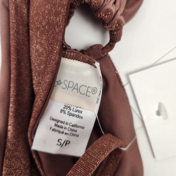 L*Space Shimmer Dawn Bikini Top in Cafe Brown Convertible Size Small NWT - Picture 4 of 6